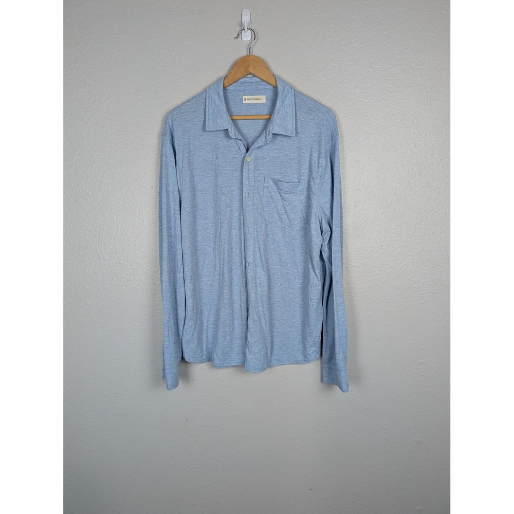 NWOT Lucky Brand Shirt Mens XL Light Blue Long Sleeve Button Front Casual Pocket